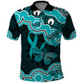 Cyan Ribbon PTSD Awareness Month Polo Shirt Aboriginal Art - Aussie Hoodie