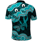 Cyan Ribbon PTSD Awareness Month Polo Shirt Aboriginal Art - Aussie Hoodie