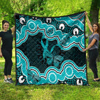 Cyan Ribbon PTSD Awareness Month Quilt Aboriginal Art - Aussie Hoodie