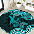 Cyan Ribbon PTSD Awareness Month Round Carpet Aboriginal Art - Aussie Hoodie