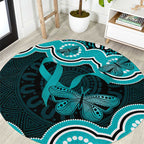 Cyan Ribbon PTSD Awareness Month Round Carpet Aboriginal Art - Aussie Hoodie