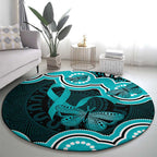 Cyan Ribbon PTSD Awareness Month Round Carpet Aboriginal Art - Aussie Hoodie