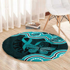 Cyan Ribbon PTSD Awareness Month Round Carpet Aboriginal Art - Aussie Hoodie