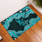 Cyan Ribbon PTSD Awareness Month Rubber Doormat Aboriginal Art - Aussie Hoodie