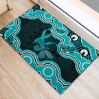 Cyan Ribbon PTSD Awareness Month Rubber Doormat Aboriginal Art - Aussie Hoodie