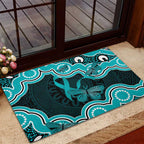 Cyan Ribbon PTSD Awareness Month Rubber Doormat Aboriginal Art - Aussie Hoodie