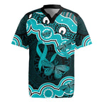 Cyan Ribbon PTSD Awareness Month Rugby Jersey Aboriginal Art - Aussie Hoodie