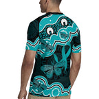 Cyan Ribbon PTSD Awareness Month Rugby Jersey Aboriginal Art - Aussie Hoodie