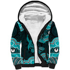 Cyan Ribbon PTSD Awareness Month Sherpa Hoodie Aboriginal Art - Aussie Hoodie