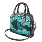 Cyan Ribbon PTSD Awareness Month Shoulder Handbag Aboriginal Art - Aussie Hoodie