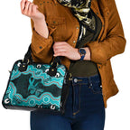 Cyan Ribbon PTSD Awareness Month Shoulder Handbag Aboriginal Art - Aussie Hoodie