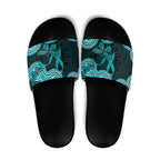 Cyan Ribbon PTSD Awareness Month Slide Sandals Aboriginal Art - Aussie Hoodie