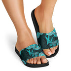 Cyan Ribbon PTSD Awareness Month Slide Sandals Aboriginal Art - Aussie Hoodie