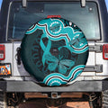 Cyan Ribbon PTSD Awareness Month Spare Tire Cover Aboriginal Art - Aussie Hoodie