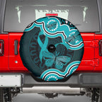 Cyan Ribbon PTSD Awareness Month Spare Tire Cover Aboriginal Art - Aussie Hoodie