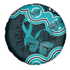 Cyan Ribbon PTSD Awareness Month Spare Tire Cover Aboriginal Art - Aussie Hoodie
