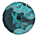 Cyan Ribbon PTSD Awareness Month Spare Tire Cover Aboriginal Art - Aussie Hoodie