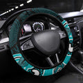 Cyan Ribbon PTSD Awareness Month Steering Wheel Cover Aboriginal Art - Aussie Hoodie