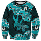 Cyan Ribbon PTSD Awareness Month Sweatshirt Aboriginal Art - Aussie Hoodie