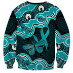 Cyan Ribbon PTSD Awareness Month Sweatshirt Aboriginal Art - Aussie Hoodie