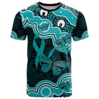 Cyan Ribbon PTSD Awareness Month T Shirt Aboriginal Art - Aussie Hoodie