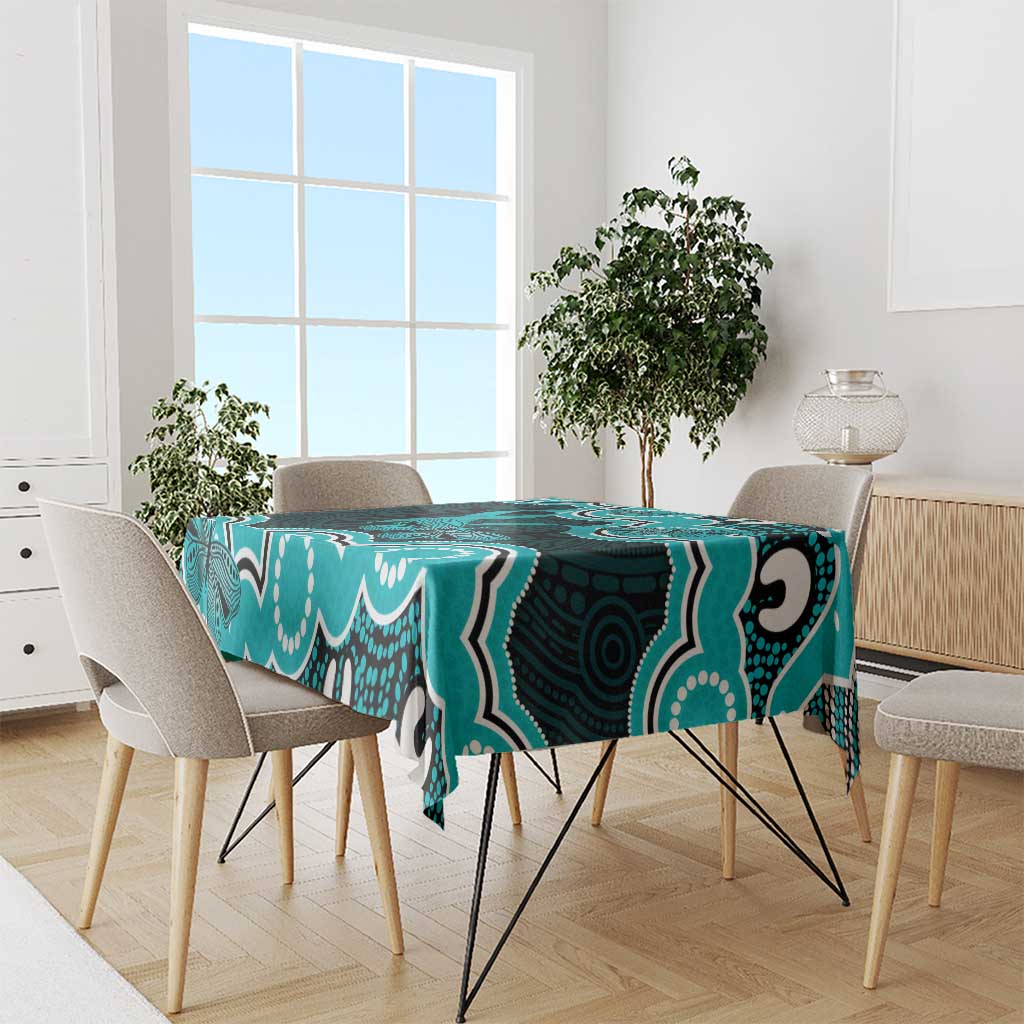 Cyan Ribbon PTSD Awareness Month Tablecloth Aboriginal Art - Aussie Hoodie