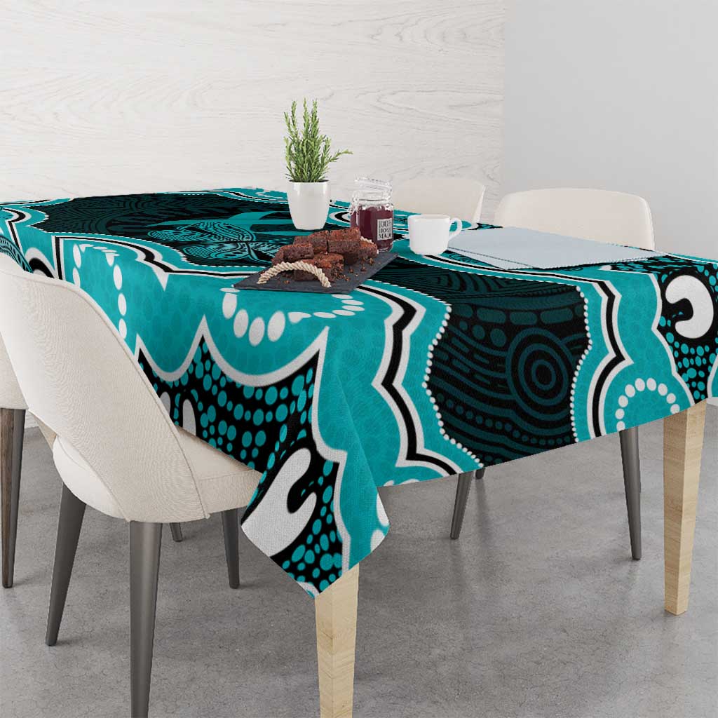 Cyan Ribbon PTSD Awareness Month Tablecloth Aboriginal Art - Aussie Hoodie