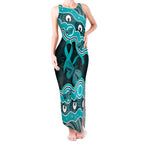 Cyan Ribbon PTSD Awareness Month Tank Maxi Dress Aboriginal Art - Aussie Hoodie