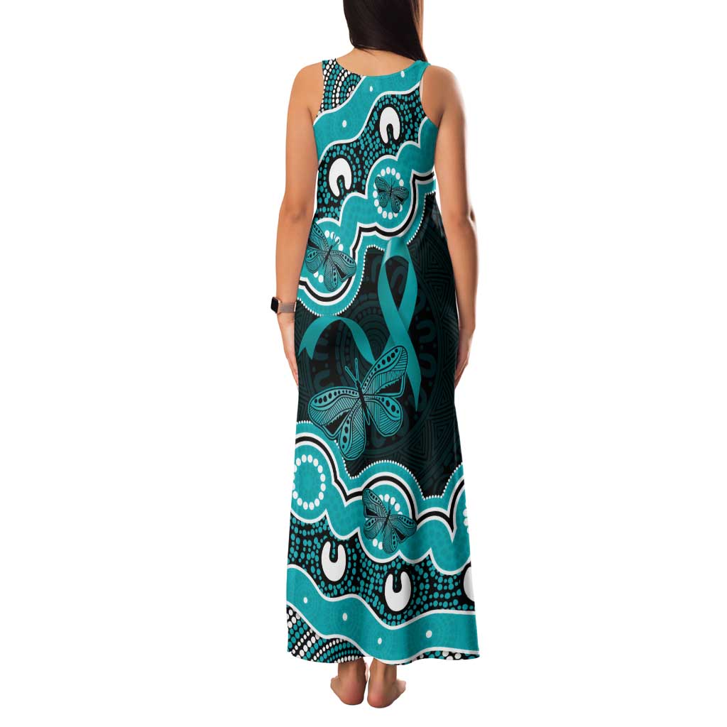 Cyan Ribbon PTSD Awareness Month Tank Maxi Dress Aboriginal Art - Aussie Hoodie