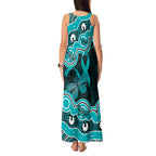 Cyan Ribbon PTSD Awareness Month Tank Maxi Dress Aboriginal Art - Aussie Hoodie