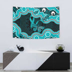 Cyan Ribbon PTSD Awareness Month Tapestry Aboriginal Art - Aussie Hoodie