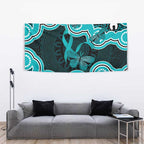 Cyan Ribbon PTSD Awareness Month Tapestry Aboriginal Art - Aussie Hoodie