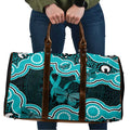 Cyan Ribbon PTSD Awareness Month Travel Bag Aboriginal Art - Aussie Hoodie