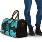 Cyan Ribbon PTSD Awareness Month Travel Bag Aboriginal Art - Aussie Hoodie