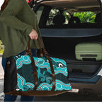 Cyan Ribbon PTSD Awareness Month Travel Bag Aboriginal Art - Aussie Hoodie