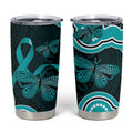 Cyan Ribbon PTSD Awareness Month Tumbler Cup Aboriginal Art - Aussie Hoodie