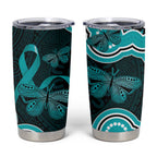 Cyan Ribbon PTSD Awareness Month Tumbler Cup Aboriginal Art - Aussie Hoodie