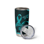 Cyan Ribbon PTSD Awareness Month Tumbler Cup Aboriginal Art - Aussie Hoodie