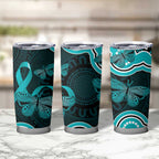 Cyan Ribbon PTSD Awareness Month Tumbler Cup Aboriginal Art - Aussie Hoodie