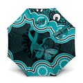 Cyan Ribbon PTSD Awareness Month Umbrella Aboriginal Art - Aussie Hoodie