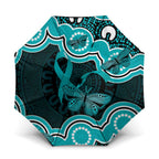 Cyan Ribbon PTSD Awareness Month Umbrella Aboriginal Art - Aussie Hoodie