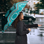 Cyan Ribbon PTSD Awareness Month Umbrella Aboriginal Art - Aussie Hoodie