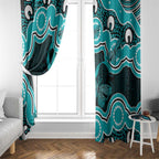 Cyan Ribbon PTSD Awareness Month Window Curtain Aboriginal Art - Aussie Hoodie