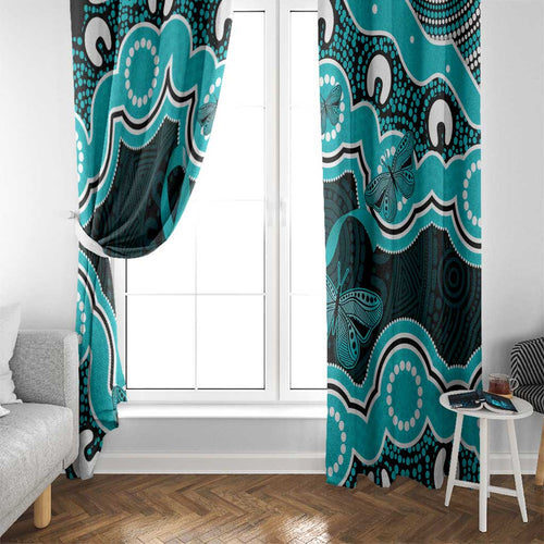 Cyan Ribbon PTSD Awareness Month Window Curtain Aboriginal Art - Aussie Hoodie