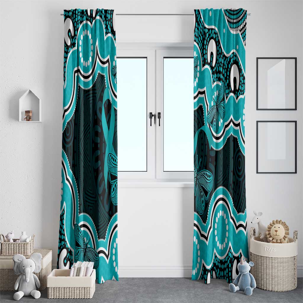 Cyan Ribbon PTSD Awareness Month Window Curtain Aboriginal Art - Aussie Hoodie
