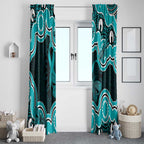 Cyan Ribbon PTSD Awareness Month Window Curtain Aboriginal Art - Aussie Hoodie
