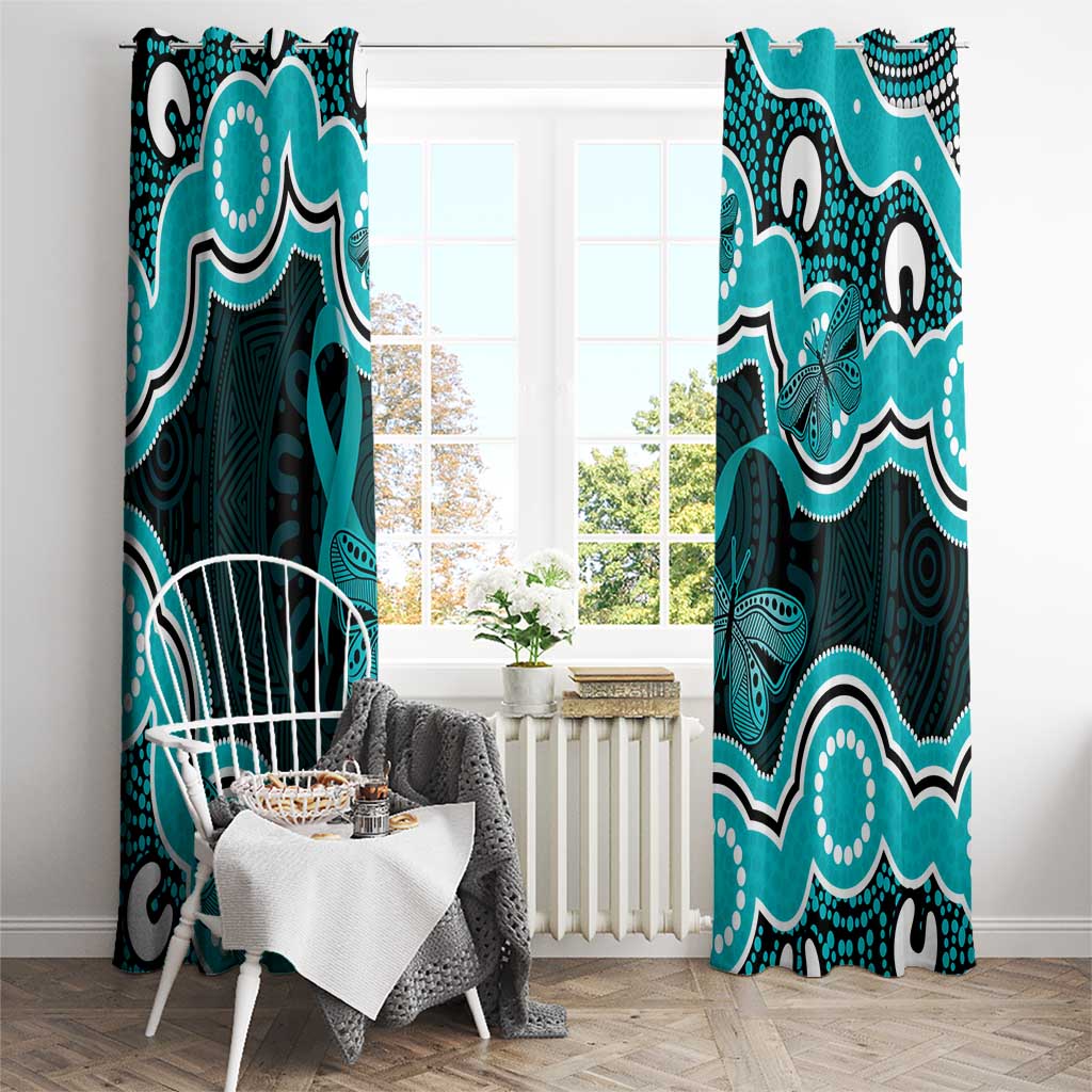 Cyan Ribbon PTSD Awareness Month Window Curtain Aboriginal Art - Aussie Hoodie