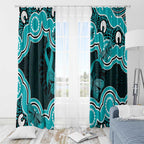 Cyan Ribbon PTSD Awareness Month Window Curtain Aboriginal Art - Aussie Hoodie