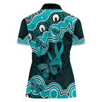 Cyan Ribbon PTSD Awareness Month Women Polo Shirt Aboriginal Art - Aussie Hoodie
