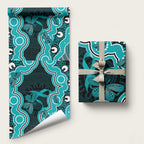 Cyan Ribbon PTSD Awareness Month Wrapping Paper Aboriginal Art - Aussie Hoodie